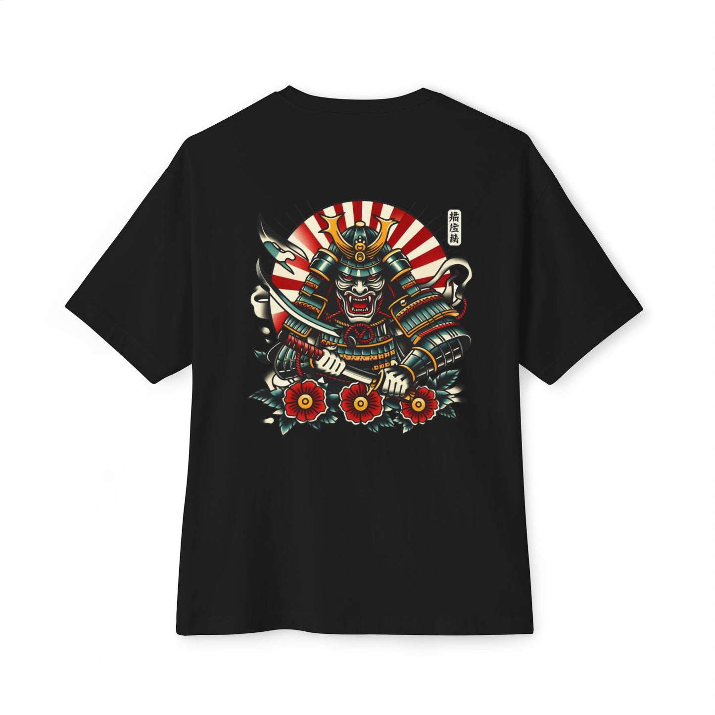 Thread and Thorn Unisex Oversized Boxy Tee with Samurai Design, Streetwear, Graphic Tee, Casual Outfit, Gift for Him/Her