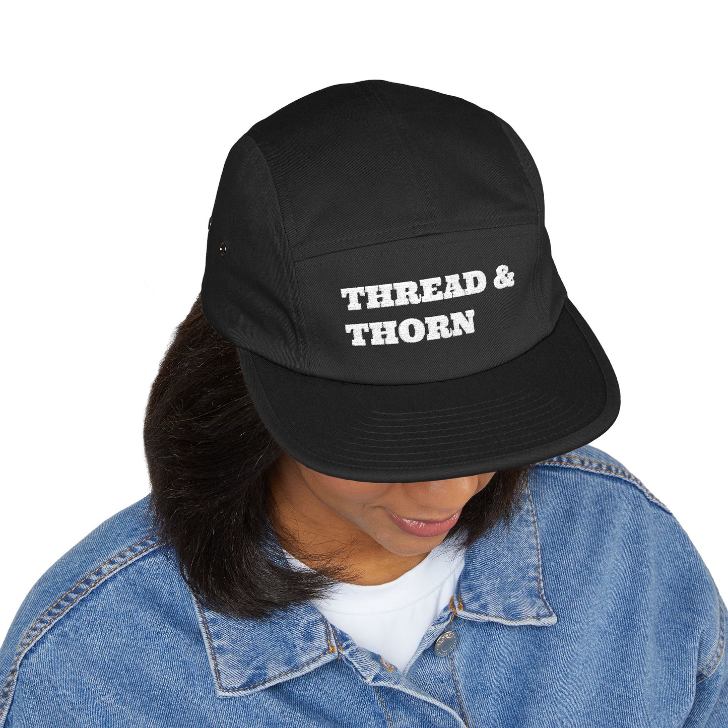 Thread & Thorn 5 Panel Cap - Trendy Casual Hat for Everyday Use, Adjustable Fit, Perfect for Outdoors, Festivals, and Gifts