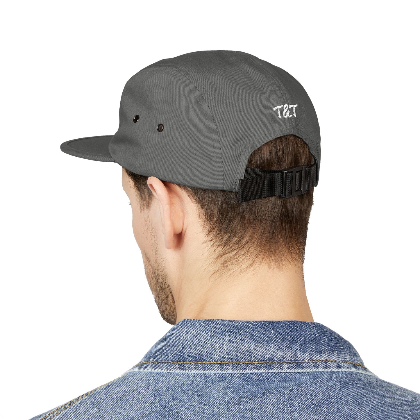 Thread and Thorn Skull Embroidered 5 Panel Cap - Floral Skull Design, Adjustable Hat, Streetwear Accessory, Unisex Headwear, Gift for Him/Her