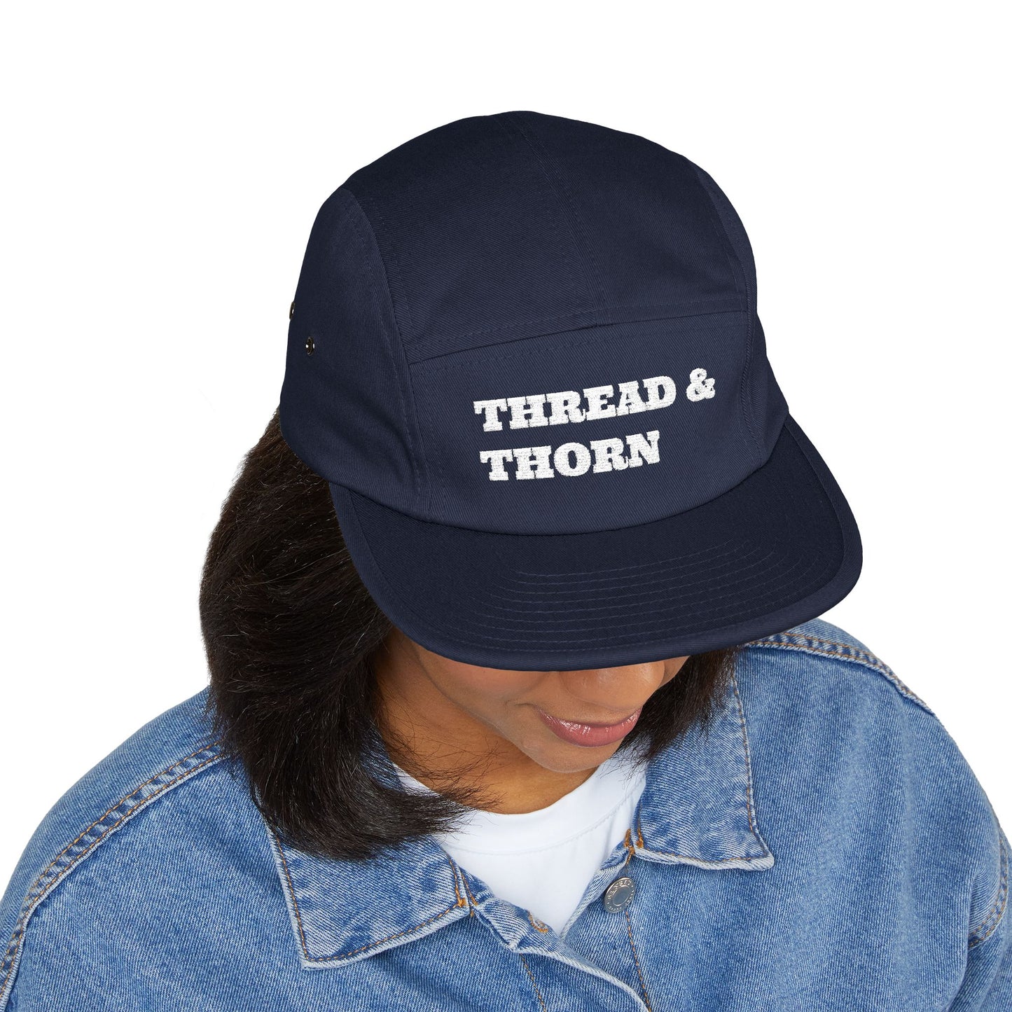 Thread & Thorn 5 Panel Cap - Trendy Casual Hat for Everyday Use, Adjustable Fit, Perfect for Outdoors, Festivals, and Gifts