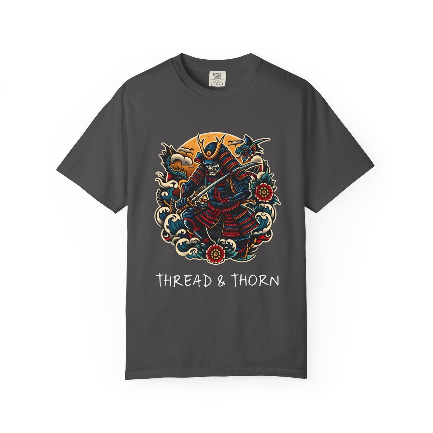 Thread and Thorn Samurai Warrior Graphic T-Shirt, Manga Art Tee, Unisex Vintage Style Shirt, Anime Gift, Casual Outfit