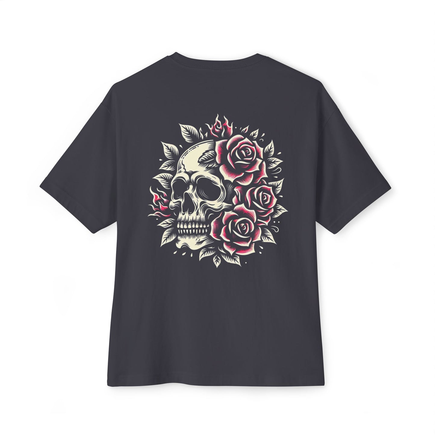 Thread and Thorn Skull Unisex Oversized Boxy Tee | Casual Streetwear, Gift for Her/Him, Trendy Summer Tee, Gothic Fashion, Edgy Look