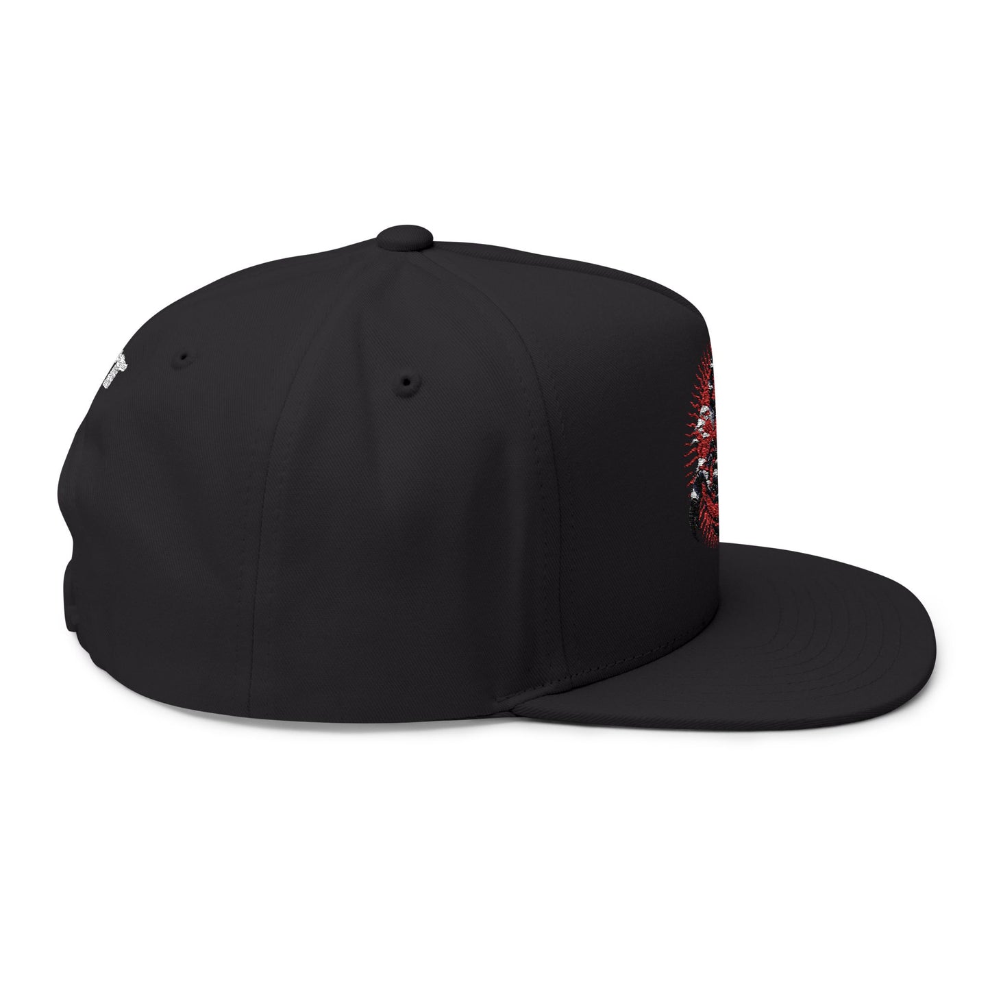 Thread and Thorn Embroidered Flat Bill Cap with Scorpion Design, Trendy Snapback Hat, Perfect for Outdoors, Casual Fashion, Unique Gift Idea