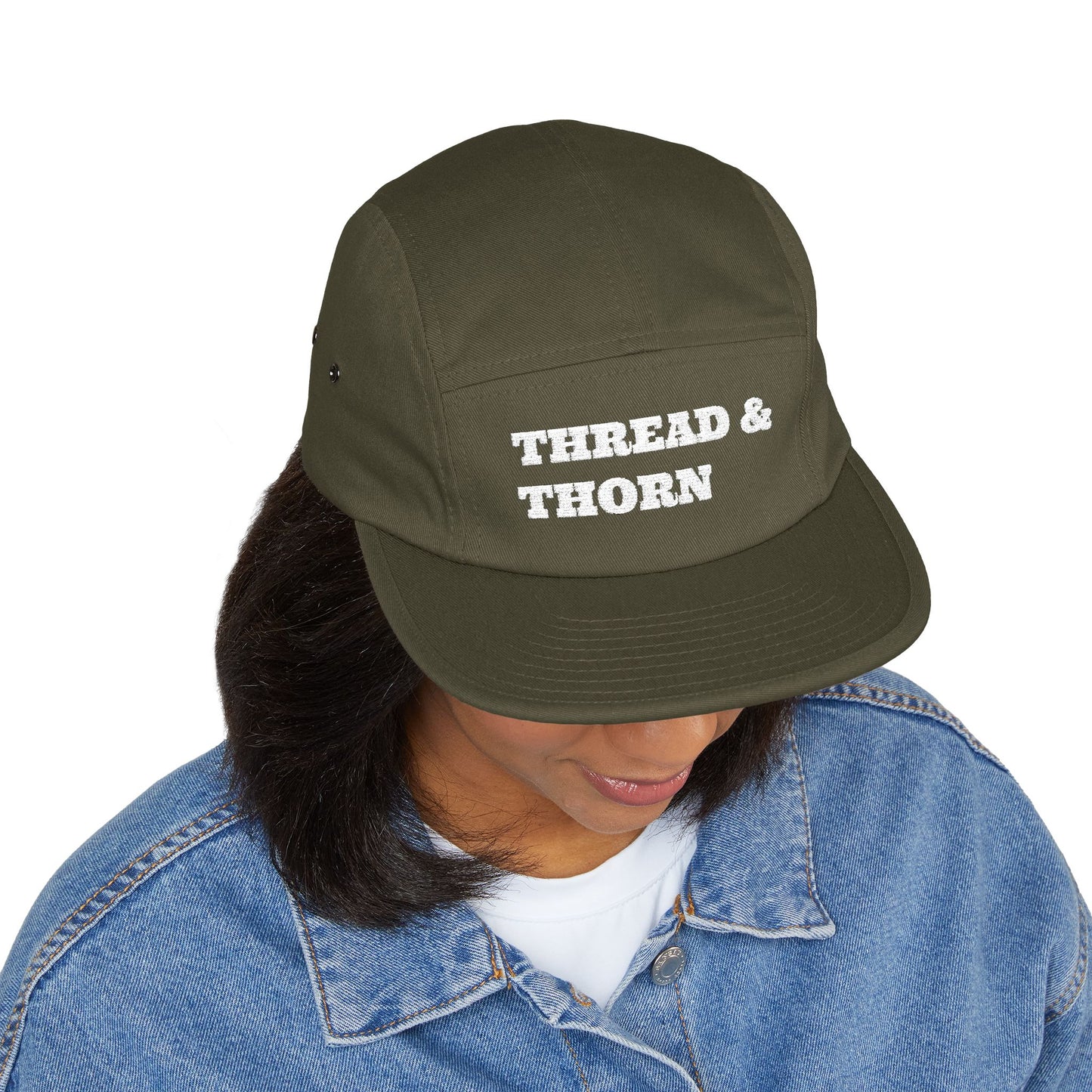 Thread & Thorn 5 Panel Cap - Trendy Casual Hat for Everyday Use, Adjustable Fit, Perfect for Outdoors, Festivals, and Gifts