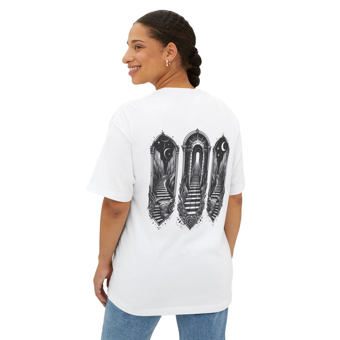 Thread and Thorn Mystical Oversized Boxy Tee | Graphic T-Shirt for Dreamers, Spiritual Believers, Everyday Wear, Gift for Her, Casual Fashion