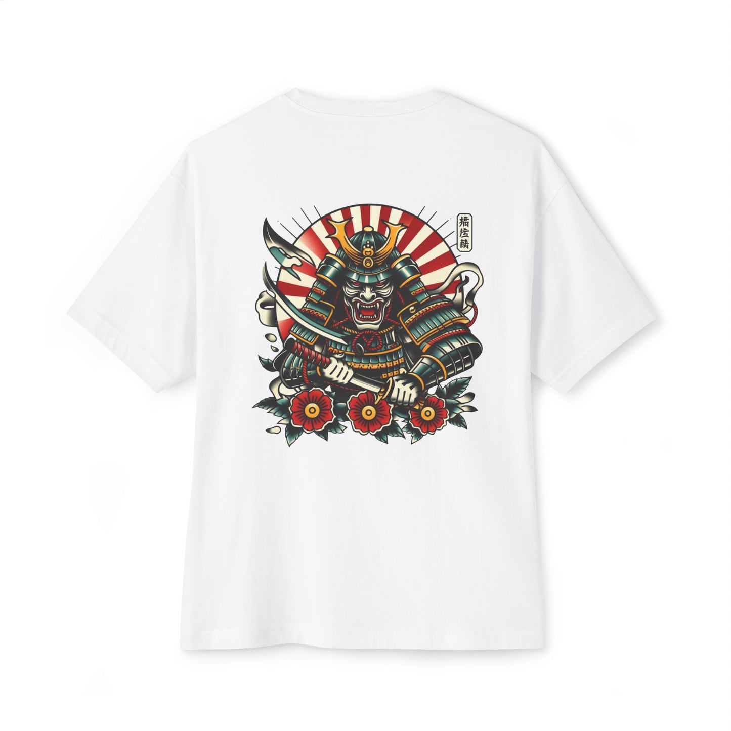 Thread and Thorn Unisex Oversized Boxy Tee with Samurai Design, Streetwear, Graphic Tee, Casual Outfit, Gift for Him/Her