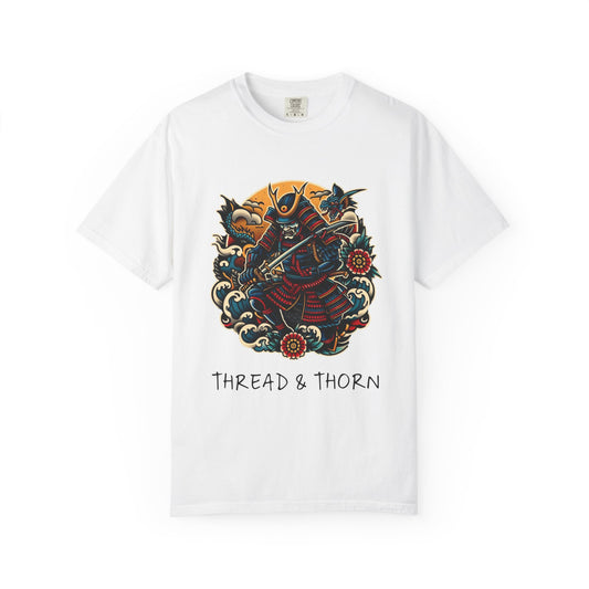 Thread and Thorn Samurai Warrior Graphic T-Shirt, Manga Art Tee, Unisex Vintage Style Shirt, Anime Gift, Casual Outfit