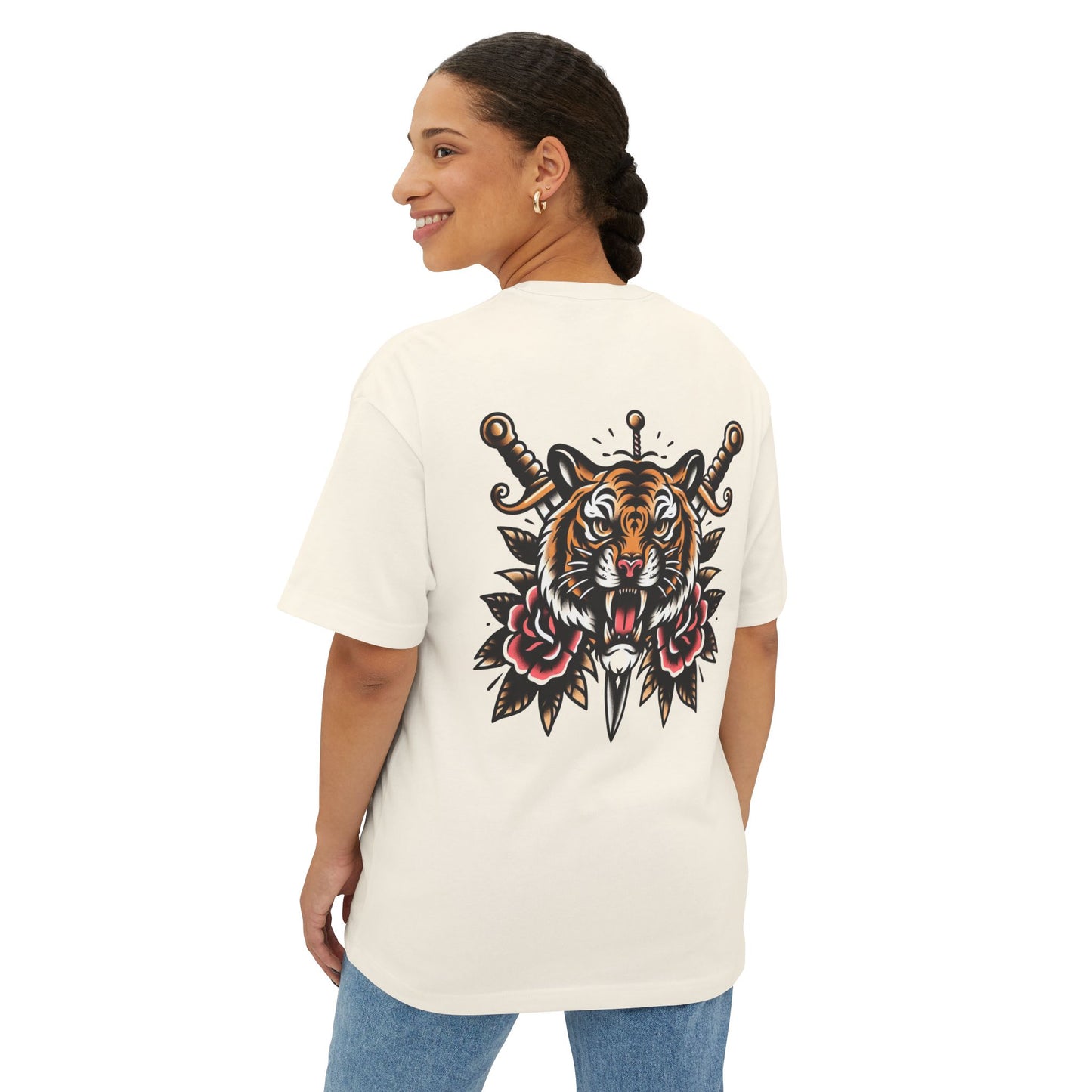 Thread and Thorn Tiger Graphic Tee, Unisex Oversized T-Shirt, Casual Streetwear, Summer Fashion, Gift for Animal Lovers, Festival Wear