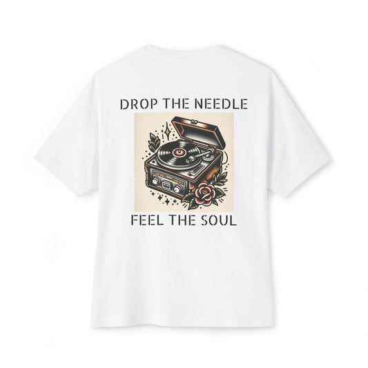 Retro Record Player Vintage Tee,, Oversized Graphic Shirt, Unisex Boxy Top,