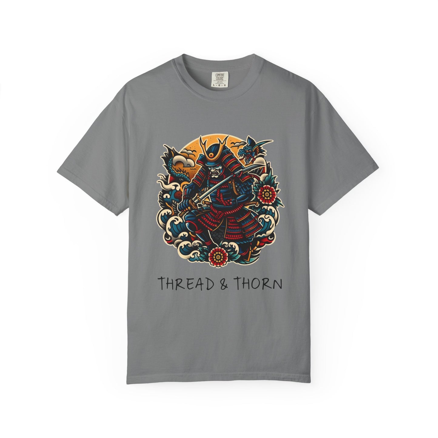 Thread and Thorn Samurai Warrior Graphic T-Shirt, Manga Art Tee, Unisex Vintage Style Shirt, Anime Gift, Casual Outfit