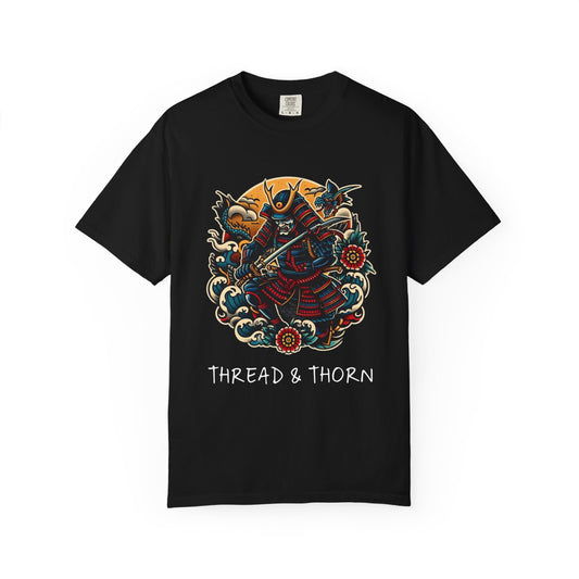 Thread and Thorn Samurai Warrior Graphic T-Shirt, Manga Art Tee, Unisex Vintage Style Shirt, Anime Gift, Casual Outfit