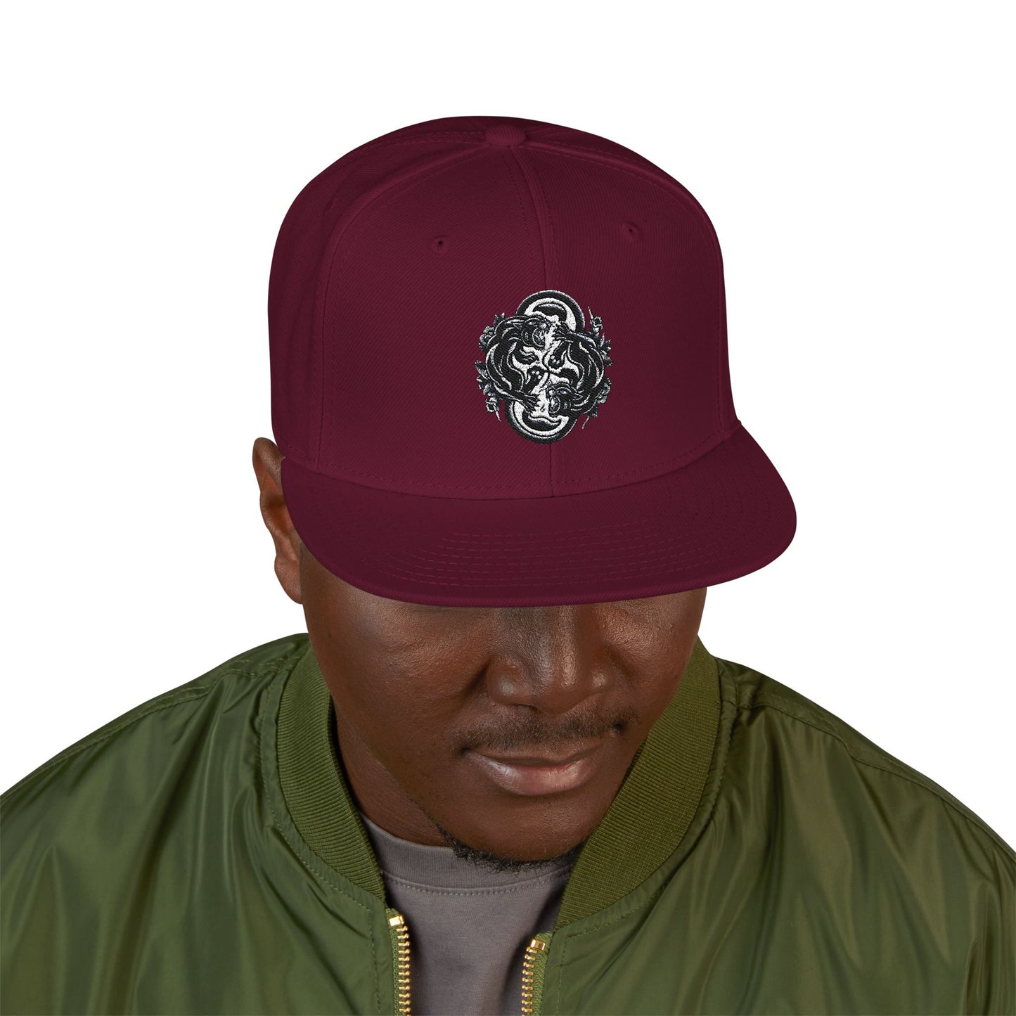 Thread and Thorn Stylish Embroidered Snapback Hat, Adjustable Cap, Sporty Headwear, Trendy Gift for Him/Her, Perfect for Summer Outings, Festivals