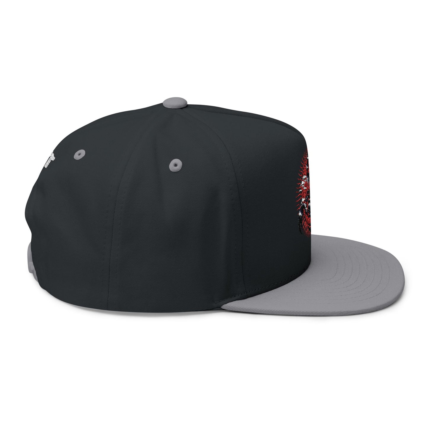 Thread and Thorn Embroidered Flat Bill Cap with Scorpion Design, Trendy Snapback Hat, Perfect for Outdoors, Casual Fashion, Unique Gift Idea