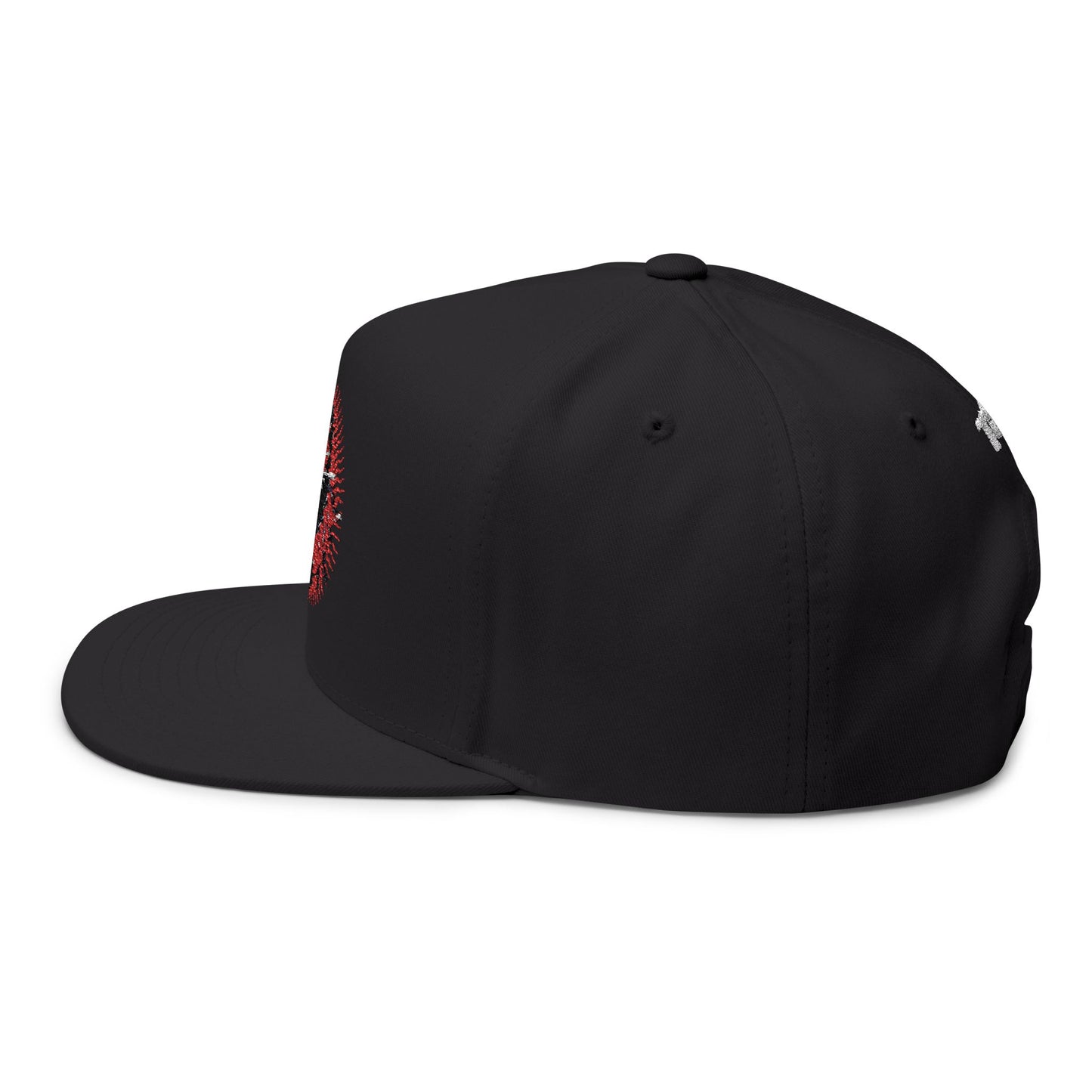 Thread and Thorn Embroidered Flat Bill Cap with Scorpion Design, Trendy Snapback Hat, Perfect for Outdoors, Casual Fashion, Unique Gift Idea