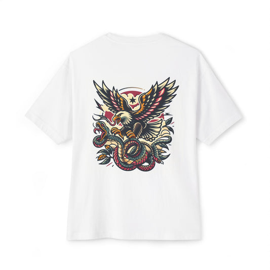 Vintage-Inspired Oversized Boxy Tee, Casual Streetwear, Unisex Graphic T-Shirt, Eagle and Snake Design, Great for Everyday Wear, [...]