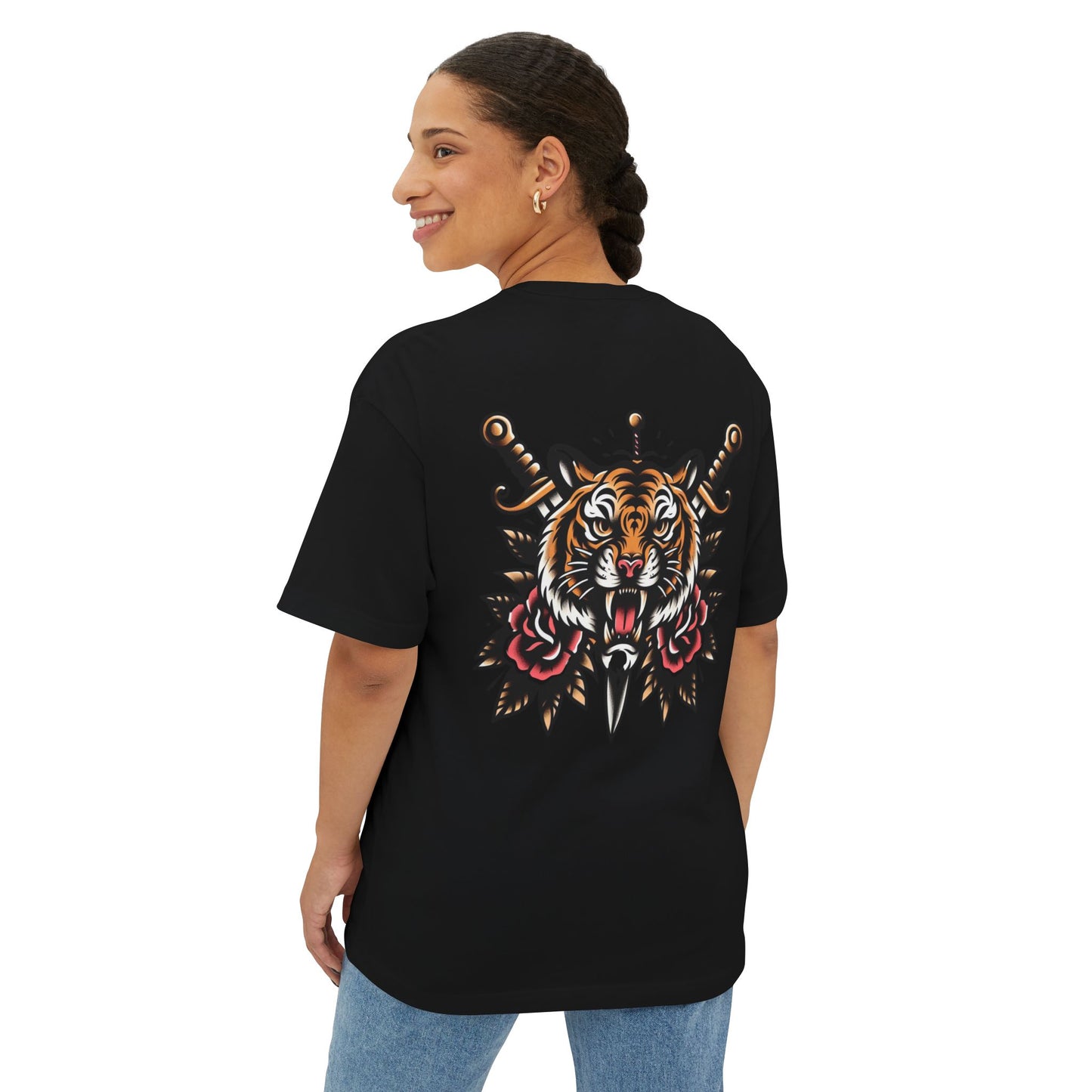 Thread and Thorn Tiger Graphic Tee, Unisex Oversized T-Shirt, Casual Streetwear, Summer Fashion, Gift for Animal Lovers, Festival Wear