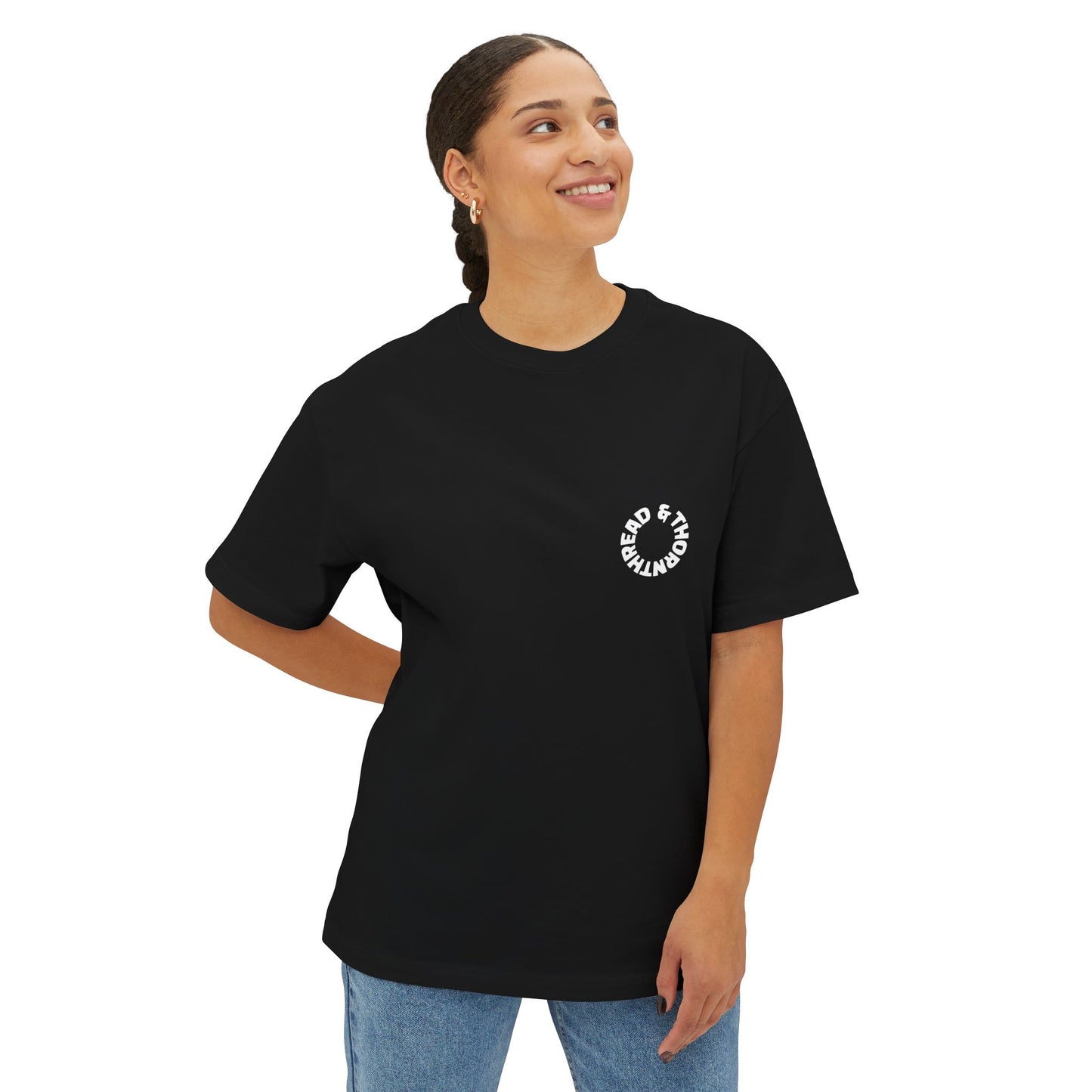 Thread and Thorn Skull Unisex Oversized Boxy Tee | Casual Streetwear, Gift for Her/Him, Trendy Summer Tee, Gothic Fashion, Edgy Look